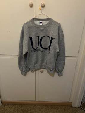 Vintage 90s UCI University of California Irvine Crewneck Sweatshirt Gray S